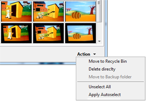User actions: clean, delete, backup, the video duplicates