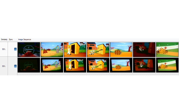 Example of a detection of a video with image scaled and rotated